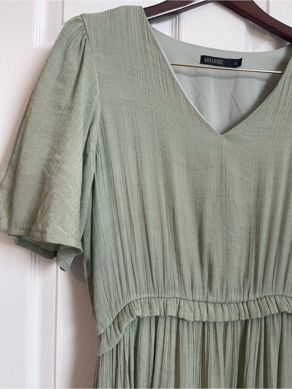 Mikarose Light Sage V-Neck Ruffle Dress - Picture 3 of 7